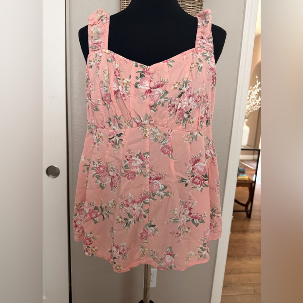 torrid Pink Floral Sleeveless Peplum Camisole